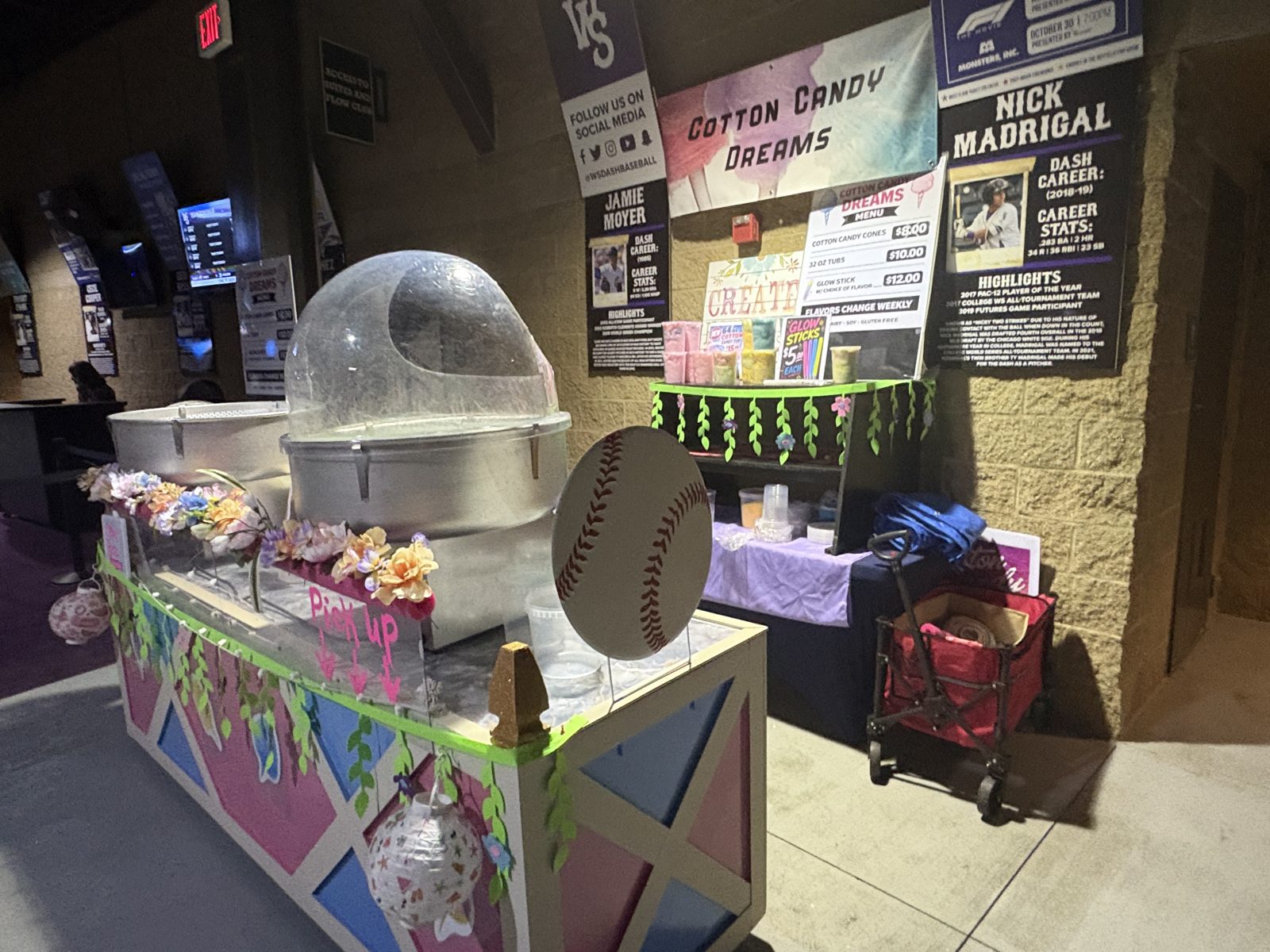Cotton Candy Dreams booth at Winston-Salem Dash baseball game