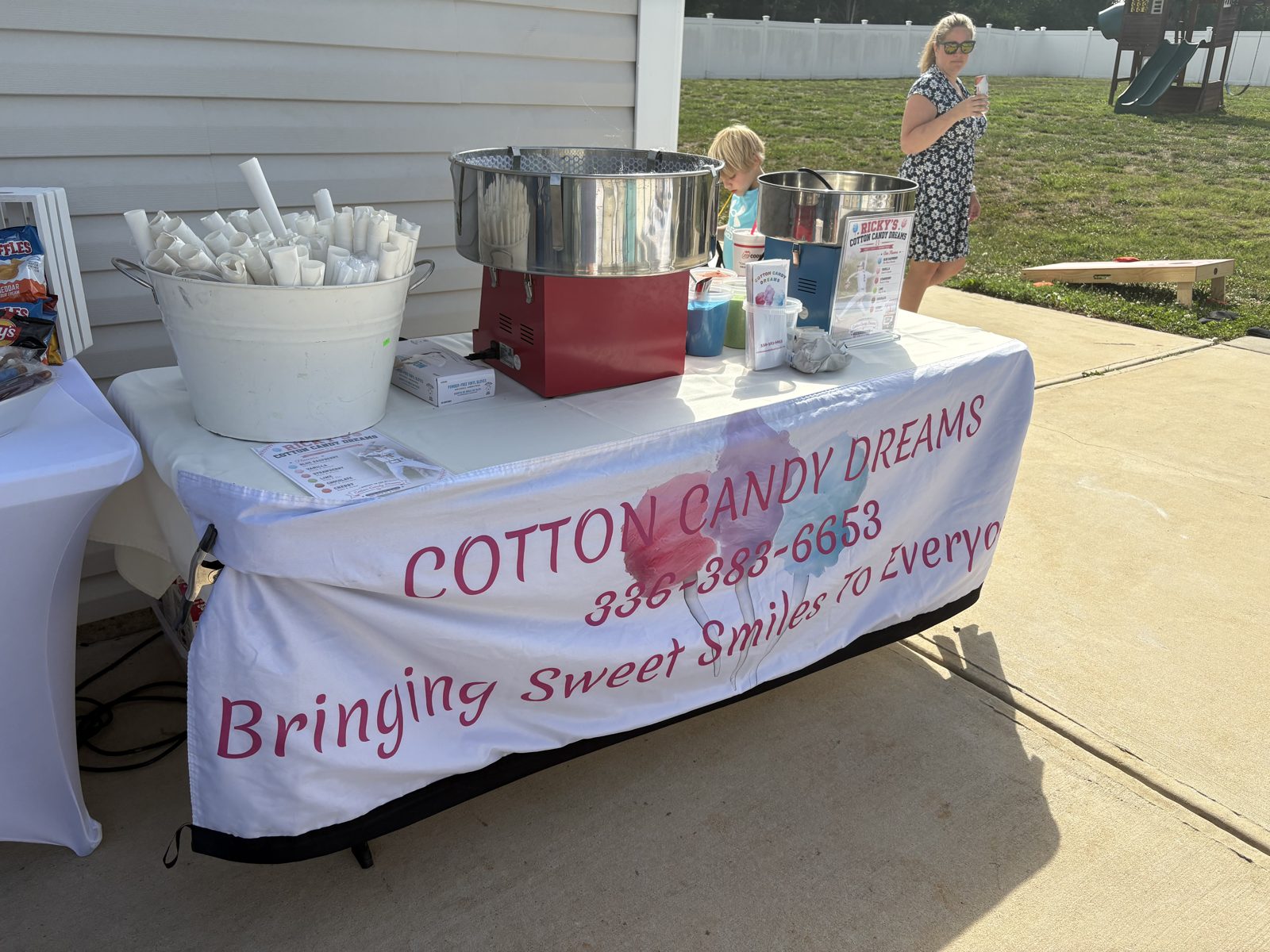 Cotton Candy Dreams backyard birthday setup